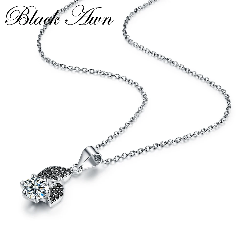 Black Awn Hot Sale Fashion Lucky Trendy Genuine 100% 925 Sterling Silver Necklaces Pendants Jewelry Necklace Women Bijoux P145