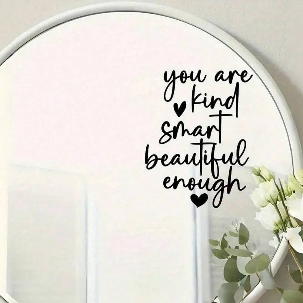 Pink Mirror Decal Room Decor for Teen Girls, 3D Pink Bathroom Decor for Kids or Girls,Positive Affirmation Mirror Sticker
