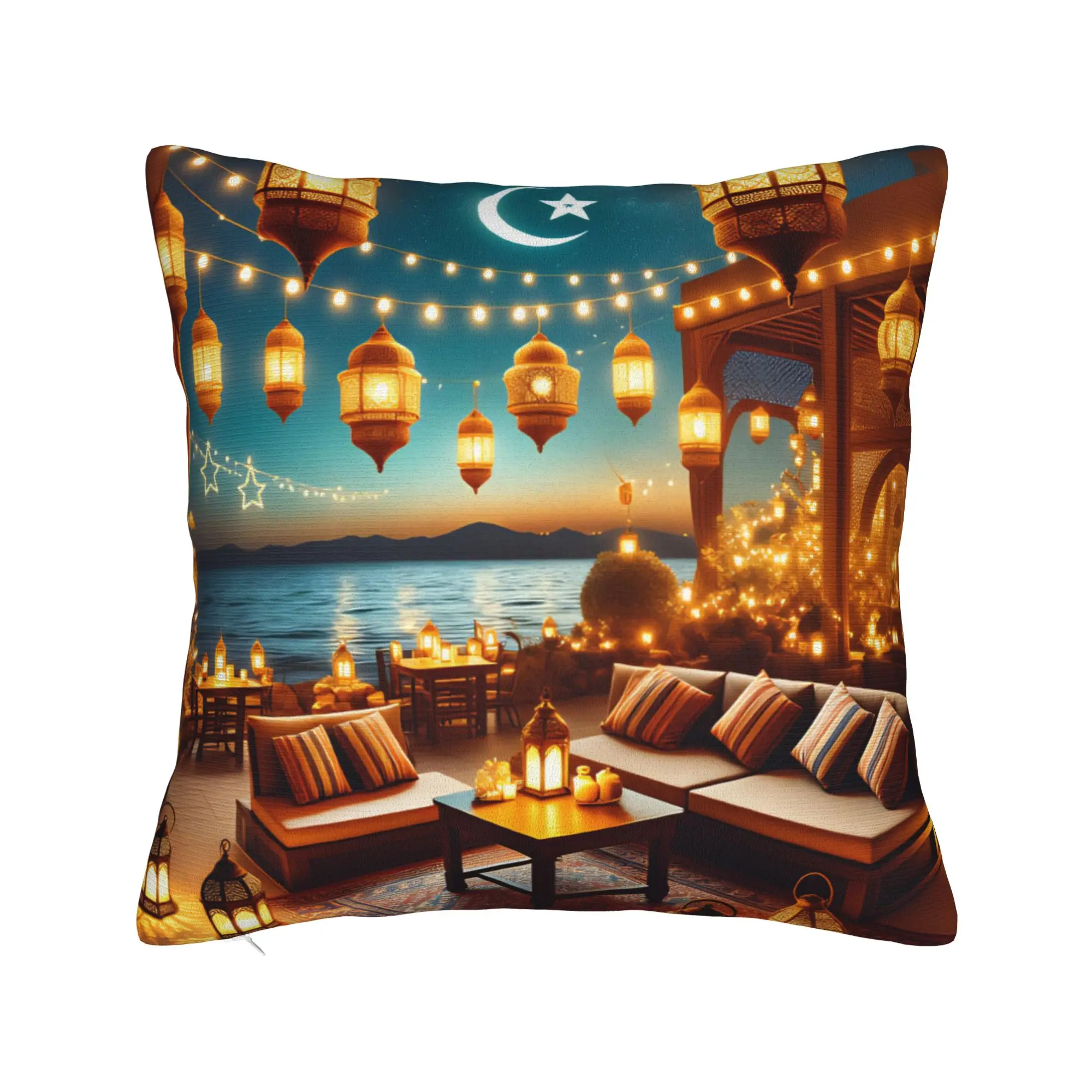 Ramadan Lantern Pillow Case  Soft Pillow Cover For Sofa Home Decor Fashion Cushion Cover