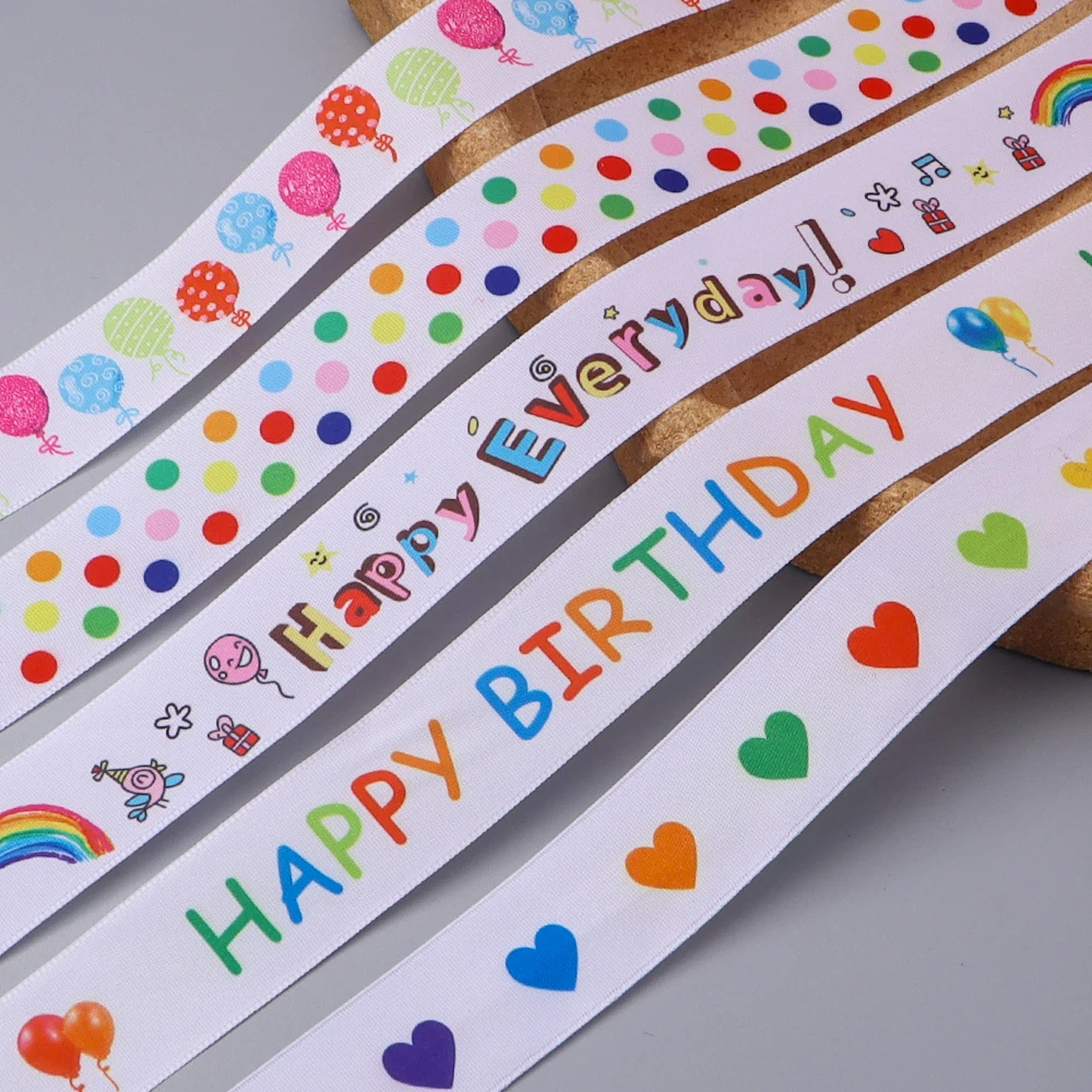 Ruban pour la Journée des Enfants, 5 yards/rouleau, 25 mm, pour la fête scolaire, les travaux manuels, les cadeaux DIY, l'emballage, la décoration de fête d'anniversaire, la rubanerie