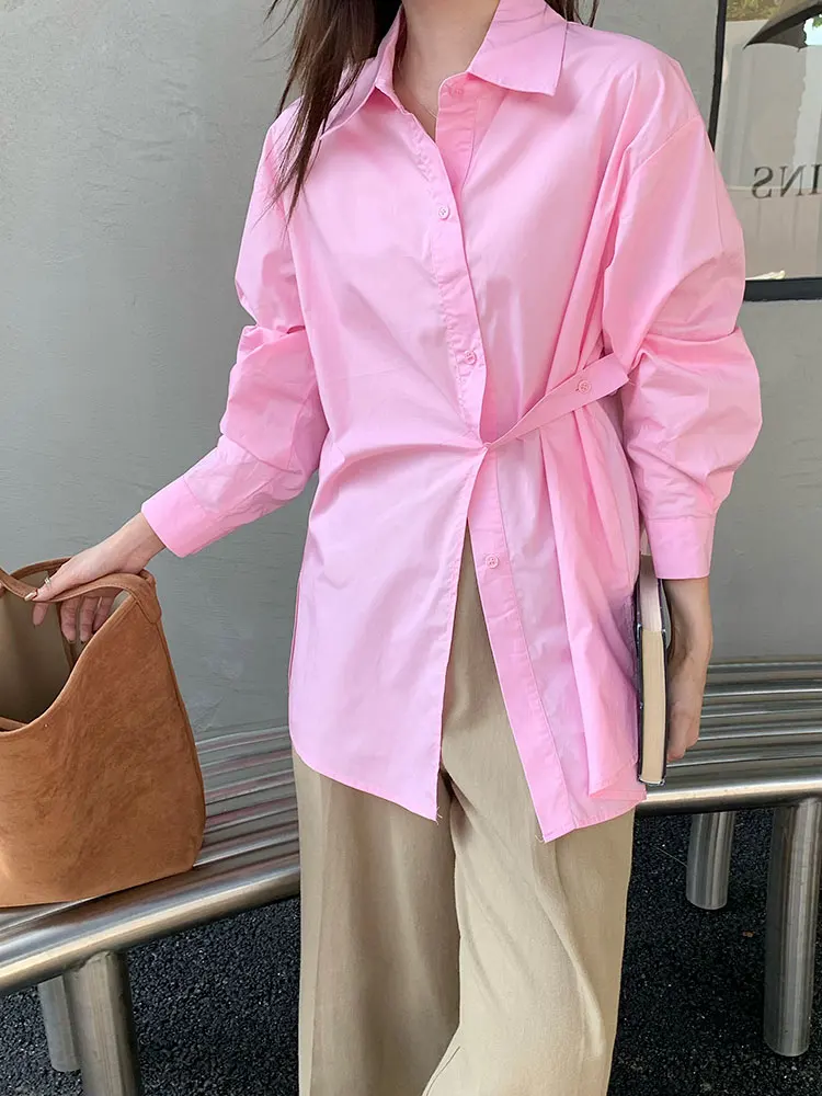 

SuperAen Retro Pink Long Sleeved Shirt Jacket for Women 2024 Autumn Niche Design Layered Shirt