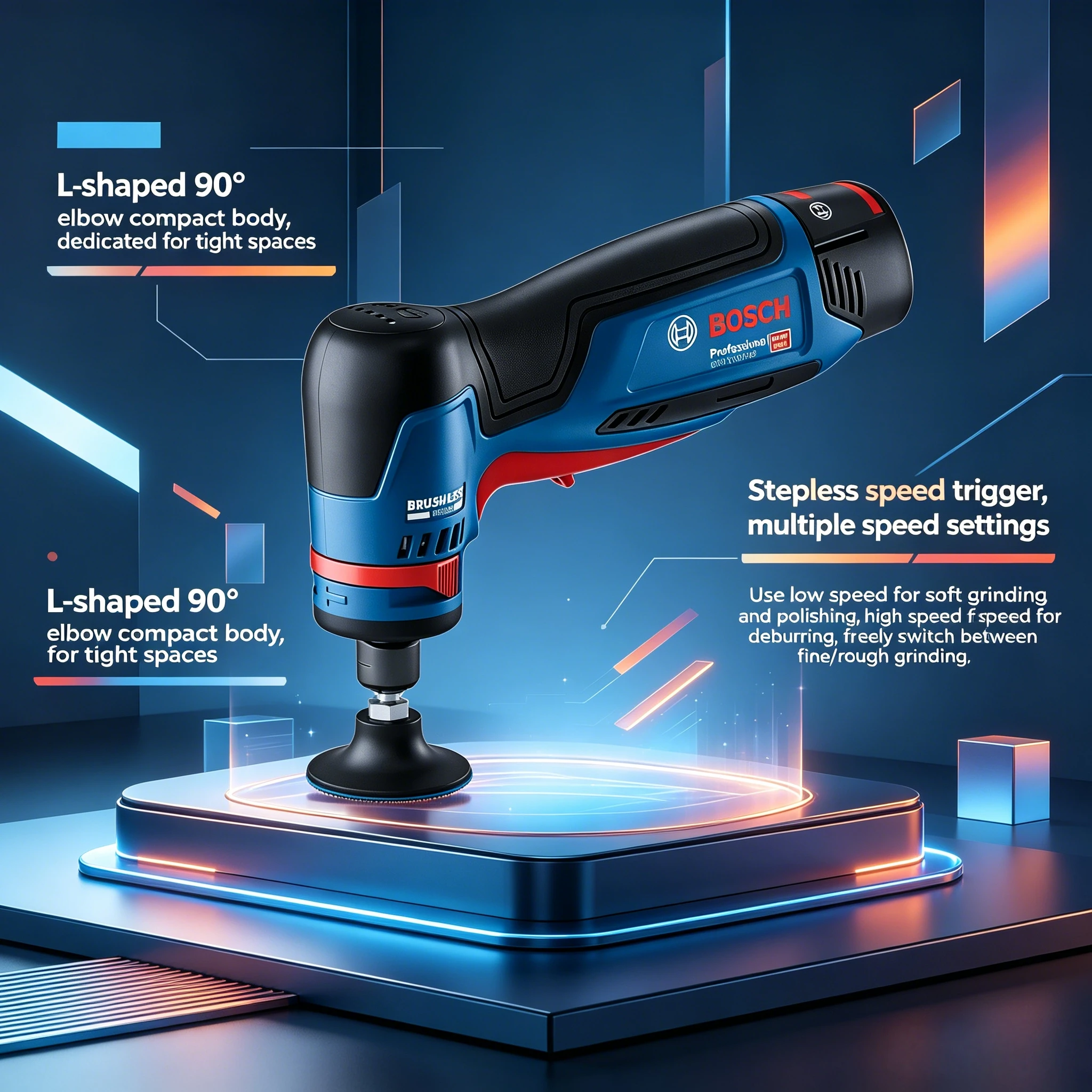 Bosch GWG 12V-50 S 12V Brushless Rotary Grinder 50mm Cordless Polisher Mini Right Angle Sander view 5