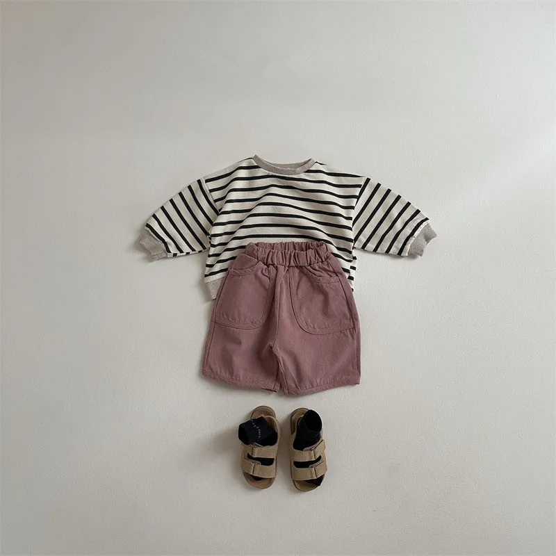 2024 Autumn New Baby Long Sleeve Striped T Shirts Infant Casual Tops For Boy Girl Cotton Bottoming Shirts Toddler Tee Clothes