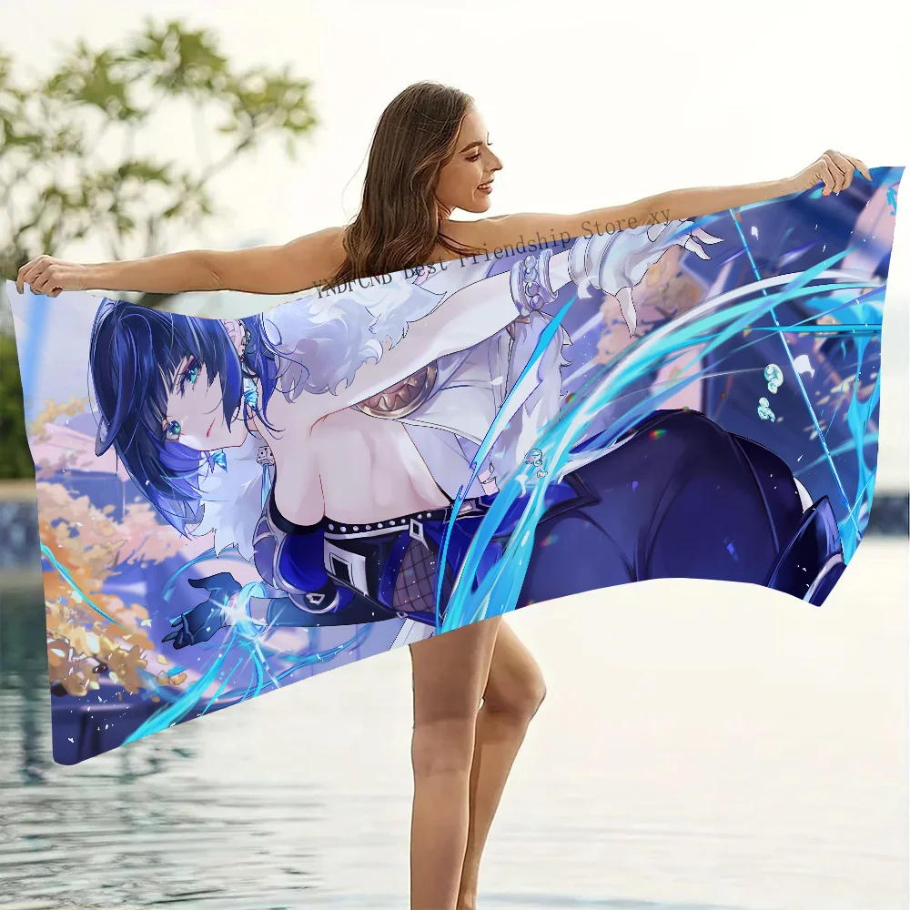 Genshin Impact Yelan Towel Microfiber Beach Towel Quick Dry Kids Beach Blanket Soft Unisex Camping Pool Towel