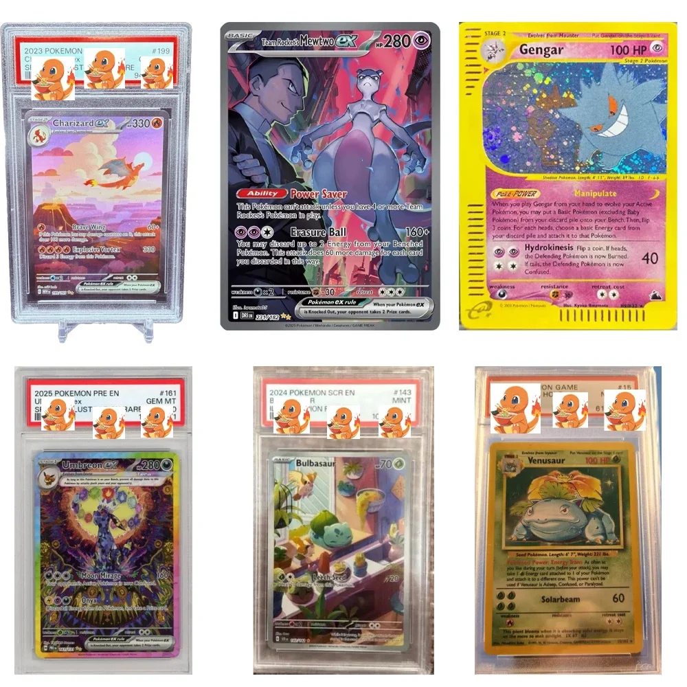 diy-gengar-vamx-anime-ptcg-charizard-tarjetas-de-coleccion-graduadas-eevee-heroes-s6a-gem-mt10-puntos-version-etiqueta-holografica-ninos