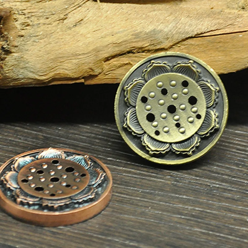 Vintage Copper Lotus Incense Holder Multi Hole Stand Indoor Aromatherapy Censer