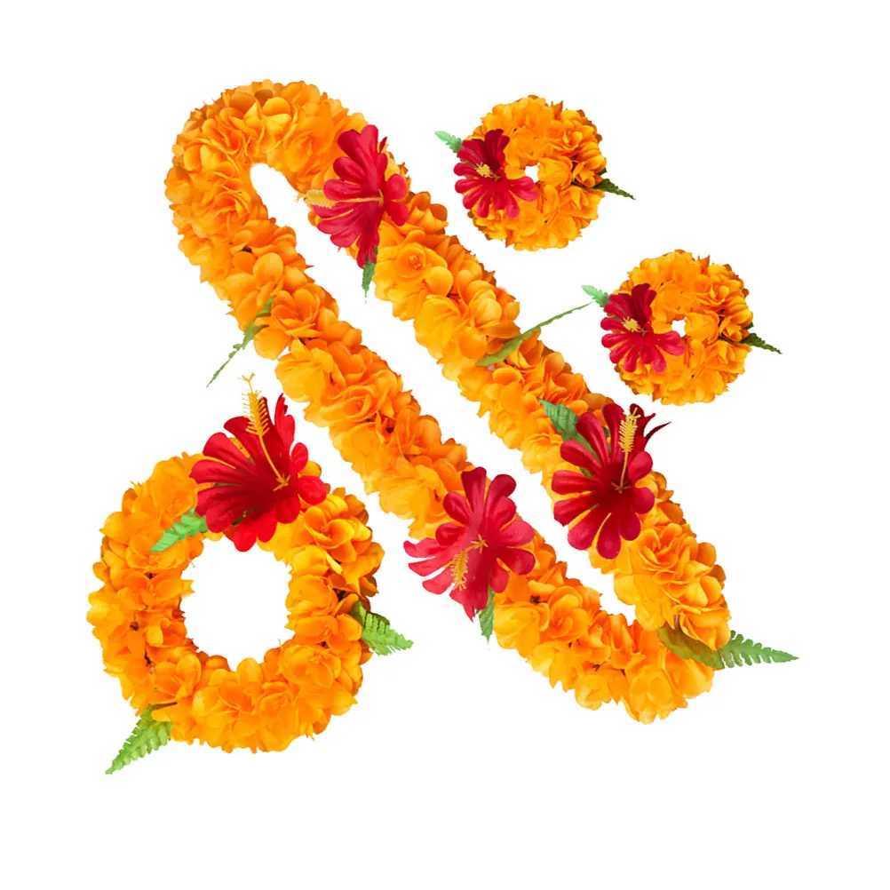 

Набор из 4 цветочных гирлянд, изысканное исполнение, имитация цветов, аксессуары для особых мероприятий, костюмированных вечеринок, отпуска