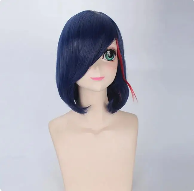 35CM Dark Blue Wig Anime Cosplay Woman Wigs Synthetic Party Costume