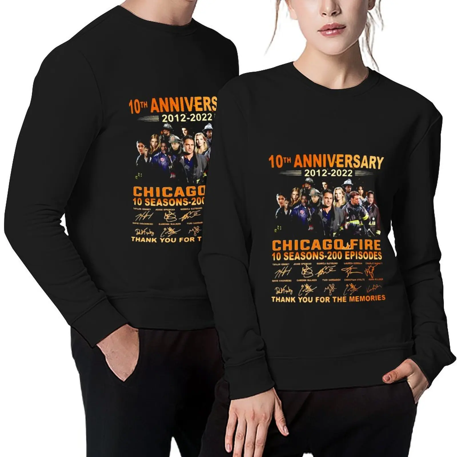 

10-Anniversary-Chicago-Fire-10-Season-200-Episodes Pullover men's winter sweater male clothes winter clothes hooded sweatshirts
