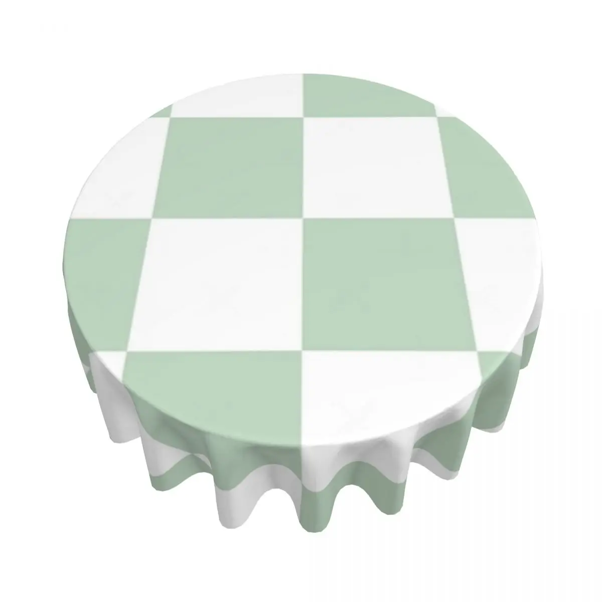 Checkerboard Mini Check Pattern Waterproof Round Tablecloth Oilproof Table Cloth for Kitchen Events Dining Table Cover 60 inch