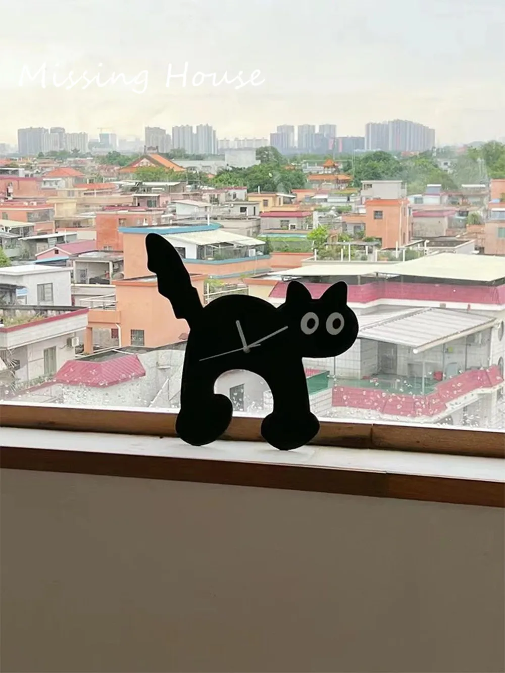 Funny Black Running Cat Dog Wall Clock Cartoon Acrylic Fashion Watches Living Room Home Decor Kids Gift