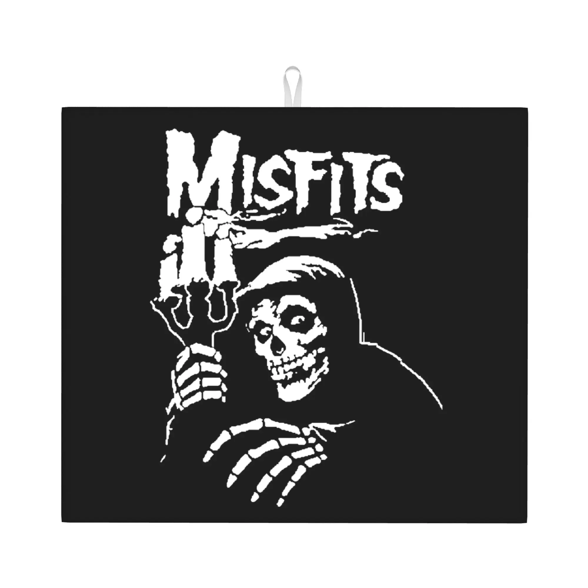 Horror Punk Rock Band Misfits Non Slip Kitchen Counter Protector Mat Barware Tableware Reusable  Bathroom Drying Mat For Kitchen