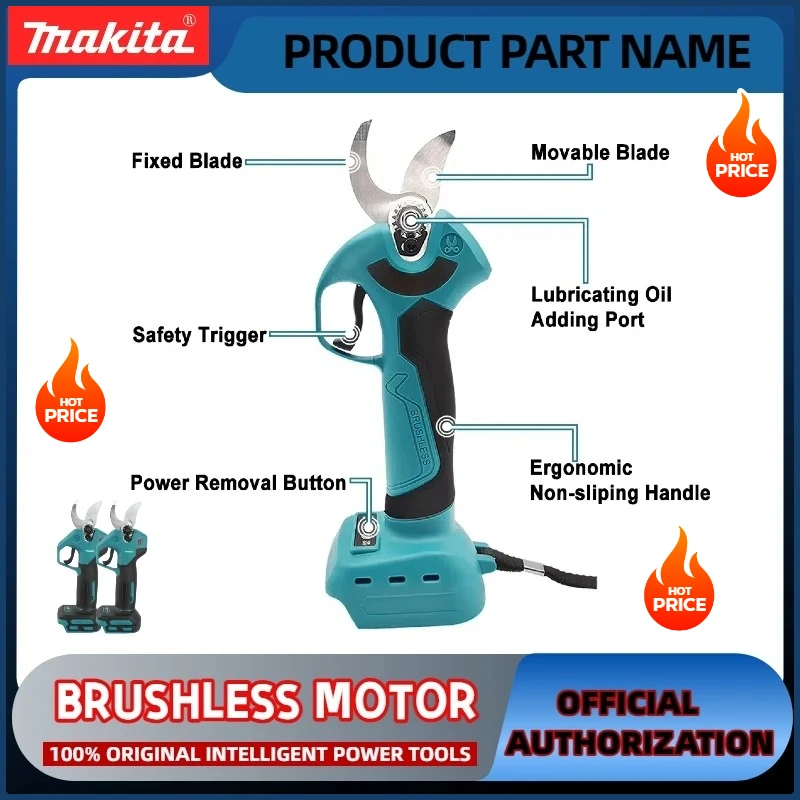 ماكيتا مقص حديقة كهربائي لاسلكي بدون فرش مقصات تشذيب كهربائية أداة حديقة فرع القاطع أدوات كهربائية