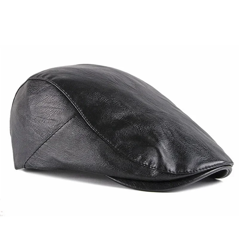 TOHUIYAN Leather Beret Caps for Men Gatsby Homme Flat Cap England Boinas Driving Hats Autumn Winter Vintage Women Inspired Hat