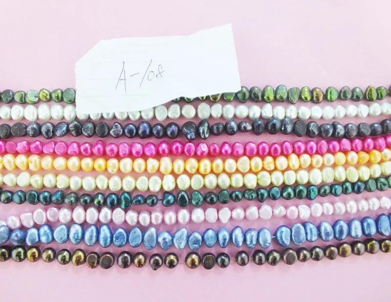 10 shares/lot  Mixed Colors7-8mm Baroque Potato Natural Freshwater Pearl Loose Beads 15