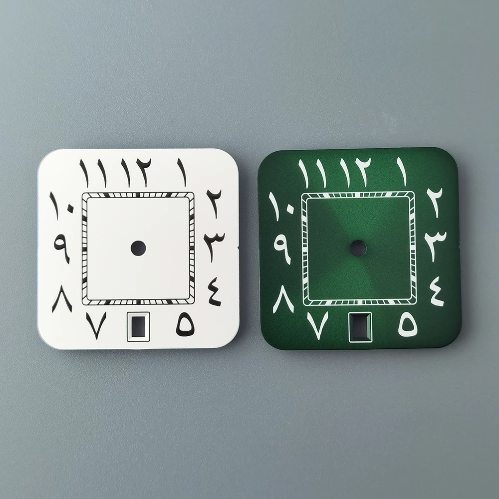 

Циферблат NH35 без маркировки, циферблат Santos, индивидуальный логотип, циферблат с арабскими цифрами, квадратный циферблат, подходит для часов с механизмом NH35, аксессуары для часов.