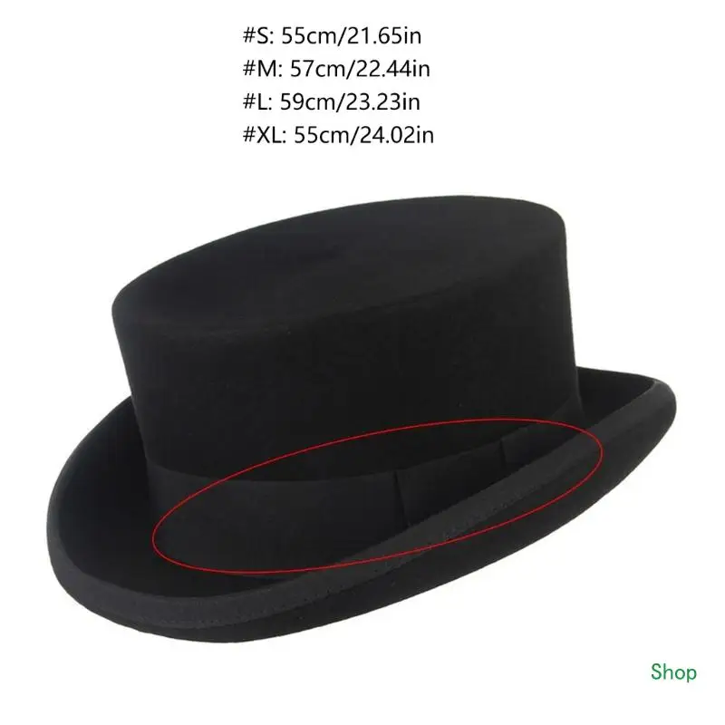 Dropship Elegant Flat Top Hat Role Play Costume Hat Stage Performances Wool Magician Hat