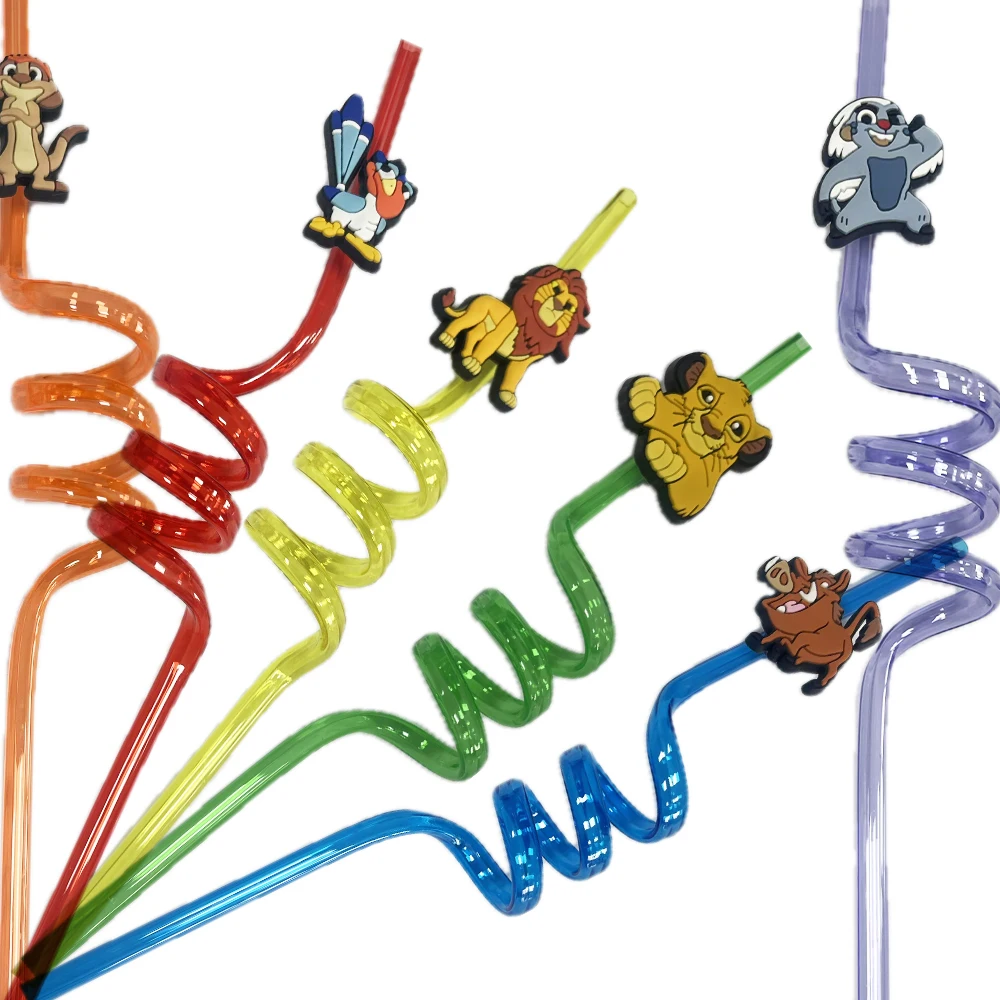 Pajitas reutilizables del Rey León Simba para Rafiki Pumba Timon Lion, suministros para fiesta de cumpleaños, recuerdos para regalo de fiesta de León Simba