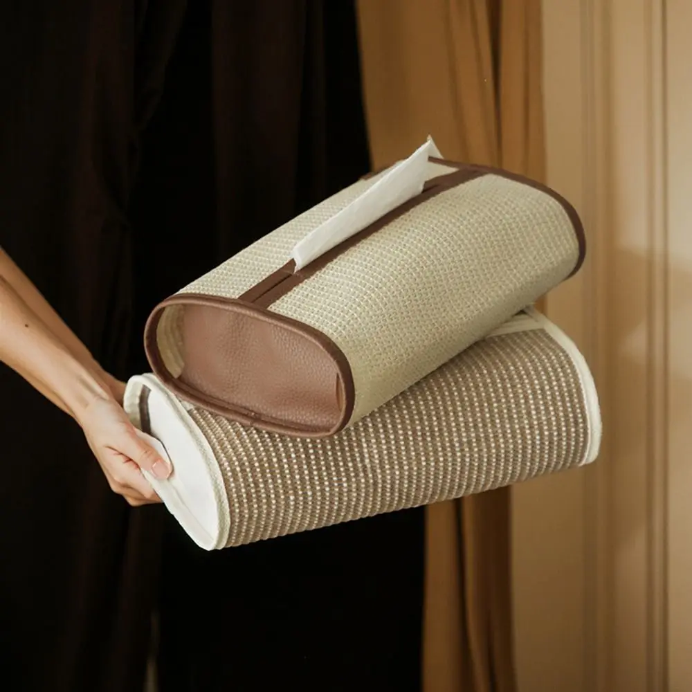 

Прямоугольный плетеный диспенсер для салфеток из соломы, высококачественный декоративный элемент, экономия места, большая вместимость