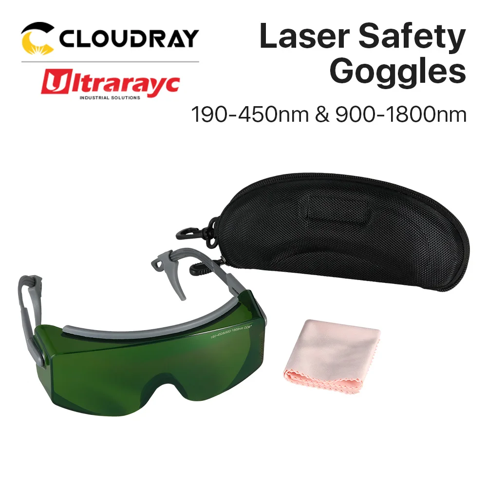 Ultrarayc UV Fiber 1064nm Laser Safety Goggles OD8+ 190-450nm & 900-1800nm Green Protective Glasses Shield Protection Eyewear