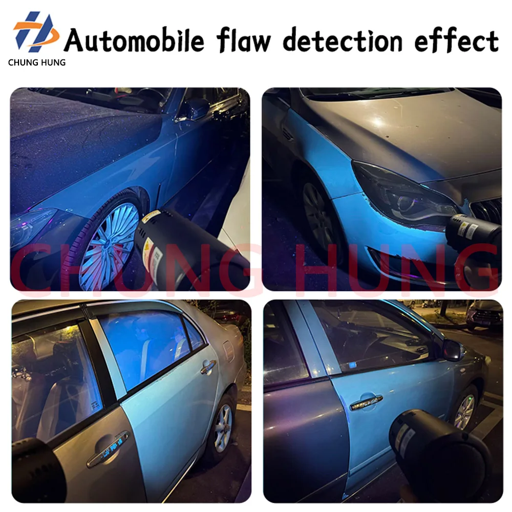 Premium 200W 365nm 60LED UV Flashlight，Detect Paint Defects & Cure Putty for Car Body Maintenance