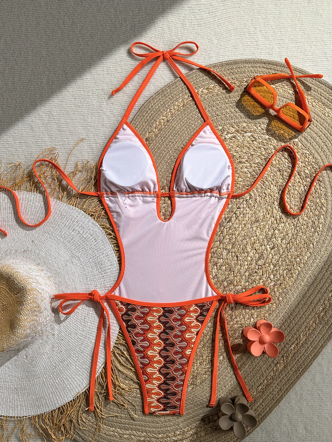 STYLISH LADY Halter V Neck Tankini Swimsuit 2 Piece Ruffle Hem Textured Swimwear Yellow 2026 Summer Women Beachwear
