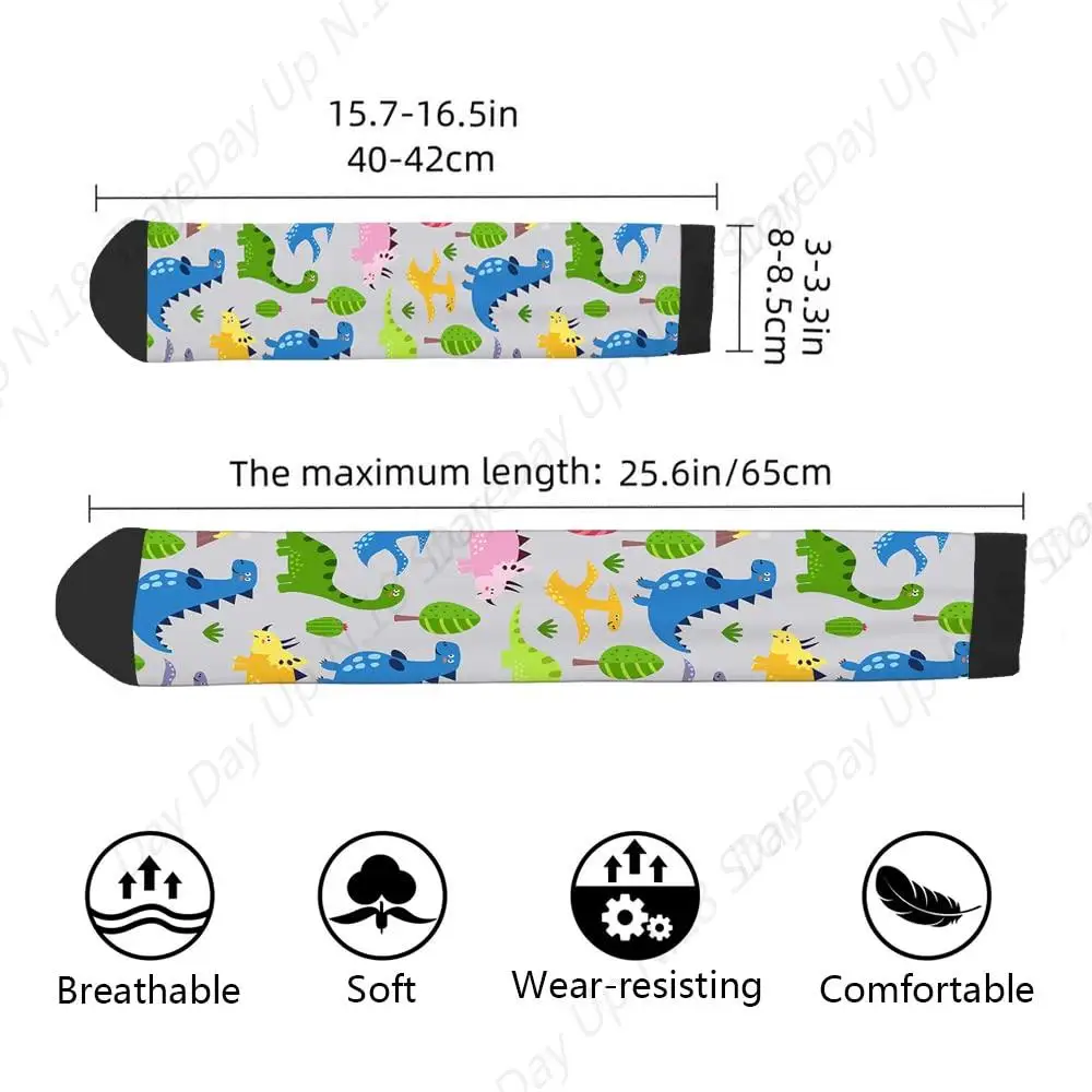 Cute Dinosaurs Funny Socks Cute Colorful Dino Baby Jurassic Pterosaur Childish Style Novelty Casual Crew Socks Color Design