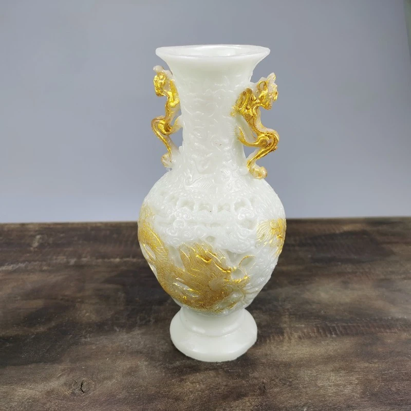 Luminous dragon and phoenix vase, living room decoration ornament