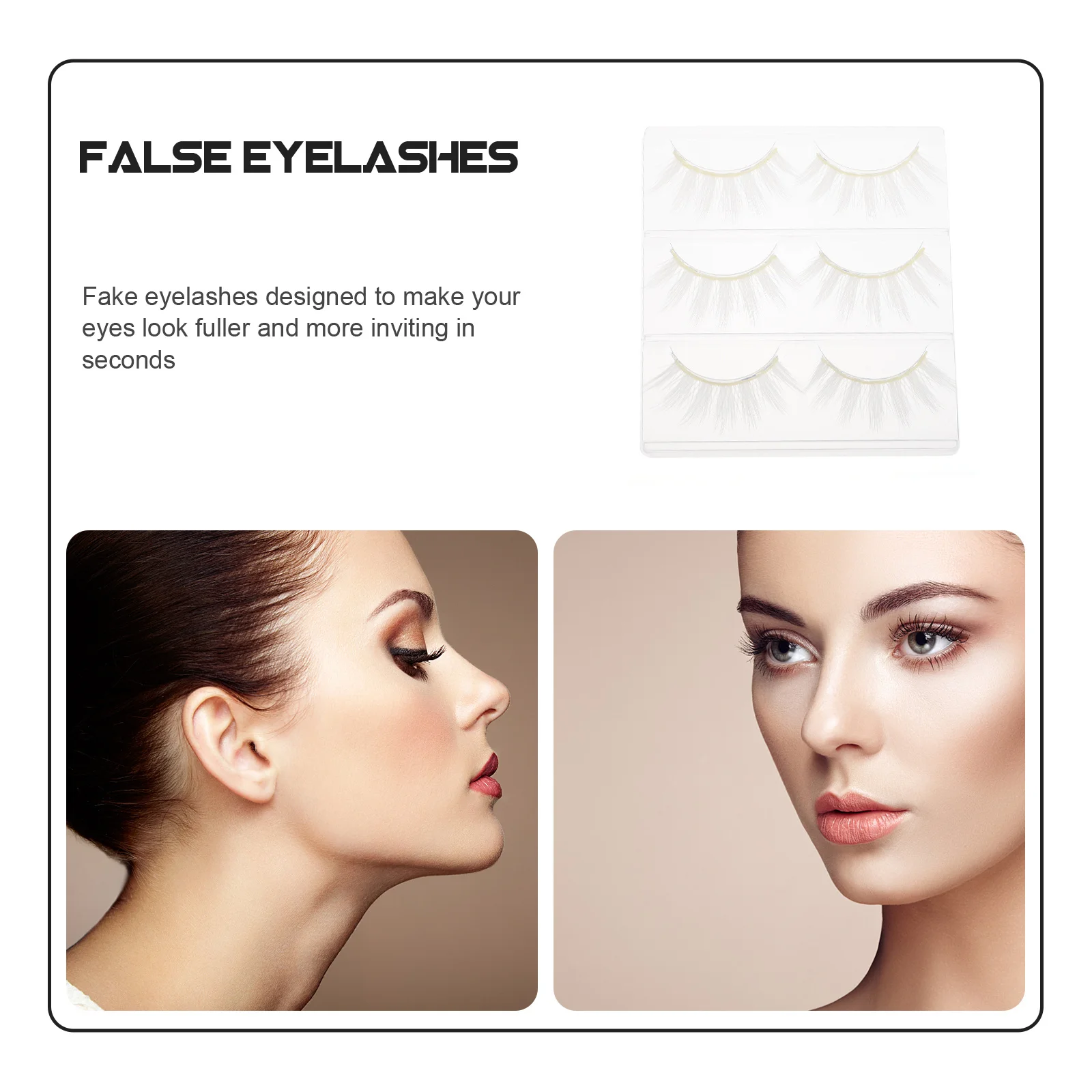 6Pcs False Eyelashes White Long Thick Lightweight Easy Remove Dramatic Look for Party Cosplay Makeup Lash Kit Fake Eyelash