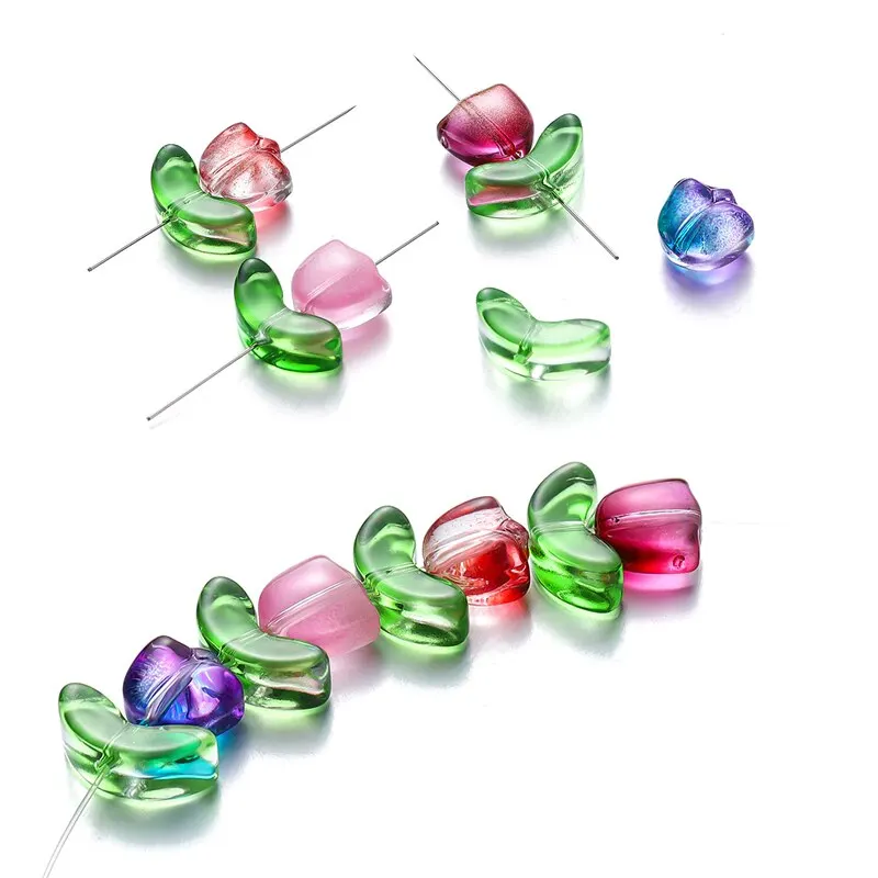 30pcs/bag Transparent Small Tulip Glass Flower Beads Necklace Spacer Beads For DIY Jewelry Handmade Crafts Accessories