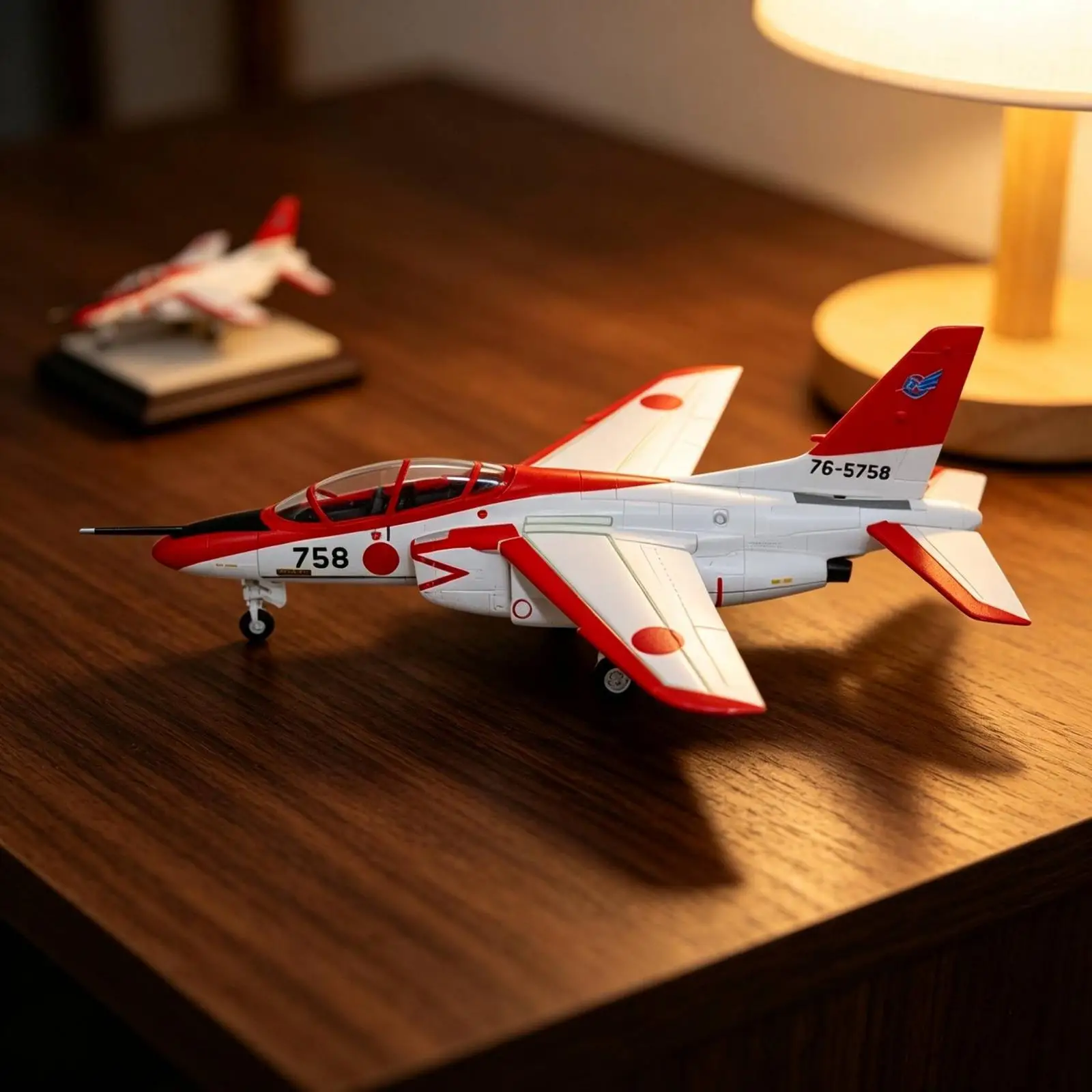 Metal Scale Aircraft T-4 Red White Die-cast Airplane Model with Fixed Landing Gear for Office Shelf