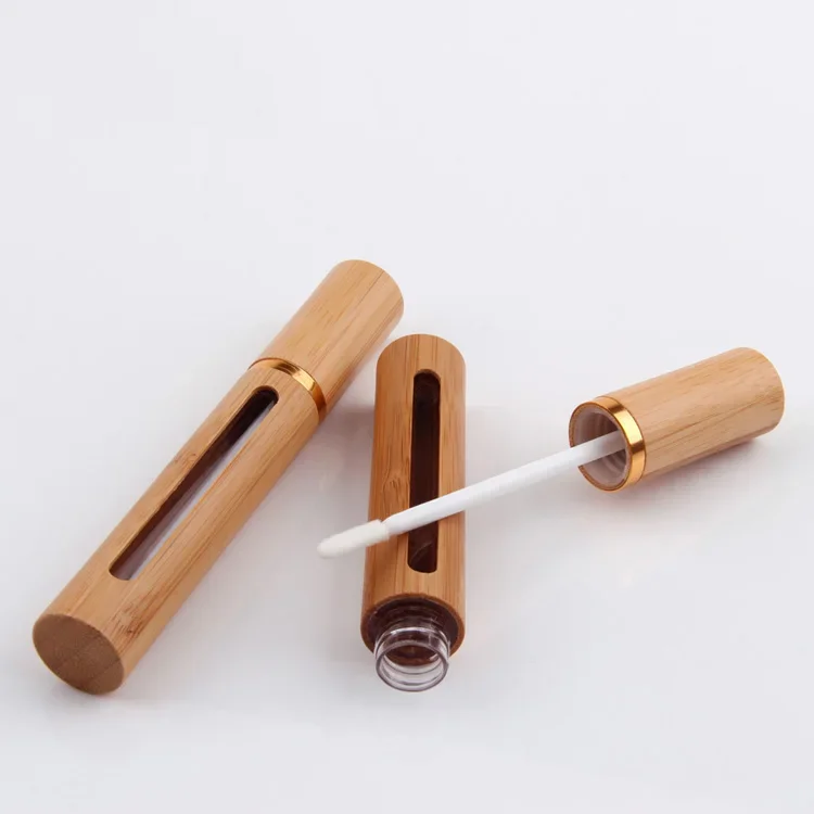 

mini portable lilipgloss tube empty Bamboo lipgloss tube cosmetic packaging lipgloss packaging box，all bamboo costemic container