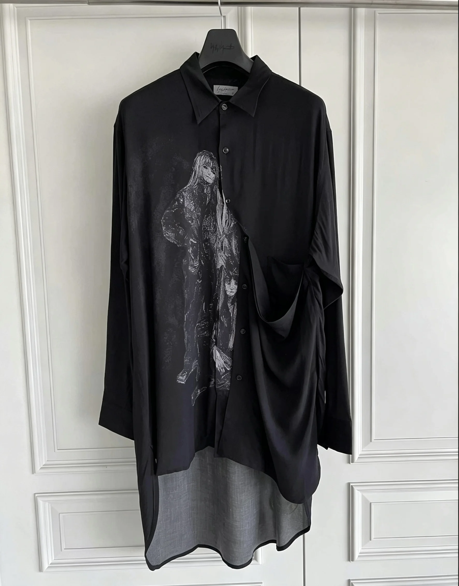 

TOP-YAMAMOTO Original Design Dark pattern silk printed mulberry silk shirt dress for men and women