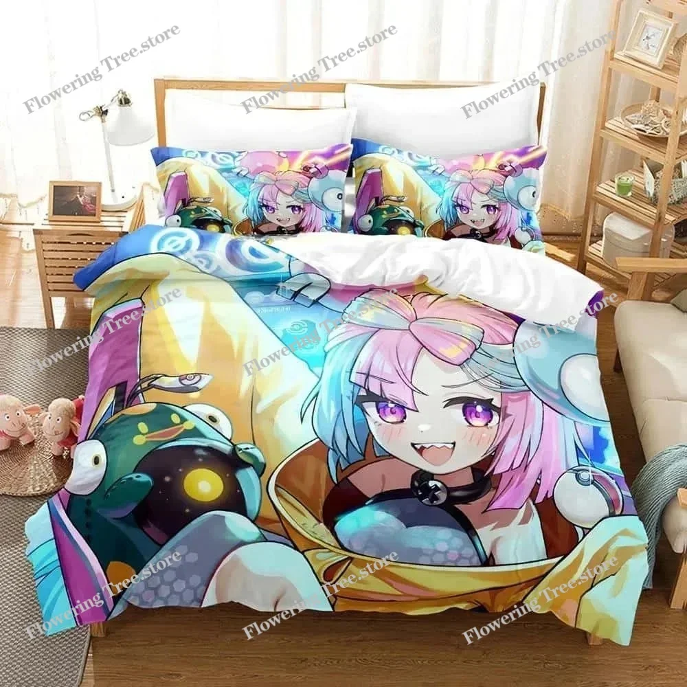 

Комплект постельного белья Anime Kawaii Girls Iono: односпальный, двуспальный, королевский размер, для взрослых и детей, для спальни, пододеяльники, домашний текстиль