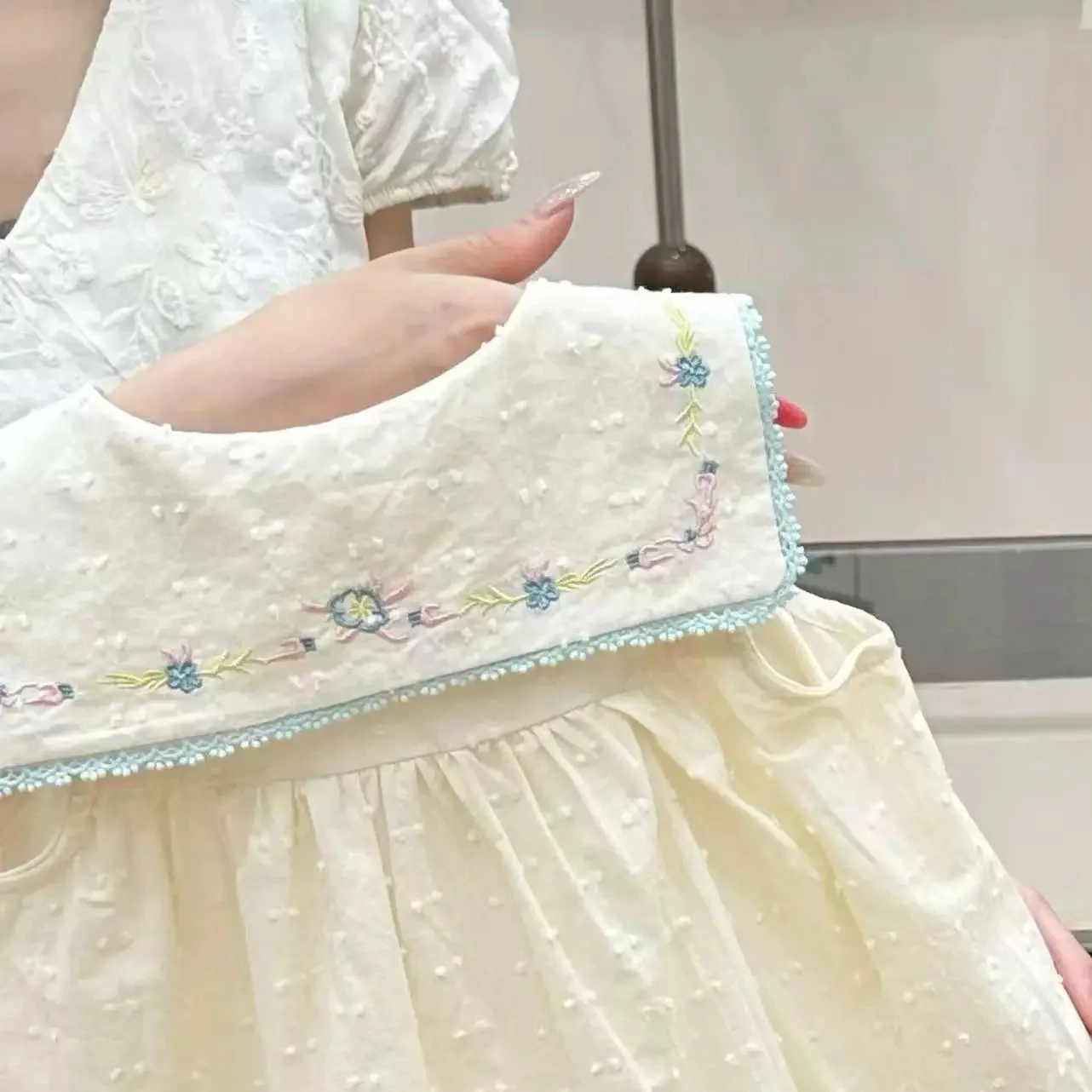 Girls' Korean Doll Collar Dress 2026 Summer New Style Embroidered Vest Skirt for Girls' Treasures Sweet Princess Skirt