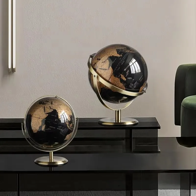 Nieuwe 20/23 cm Zwart Goud Roterende Globe Britse Home Office Decoratie Europese Stijl Creatieve Handwerk Decoratie Globe