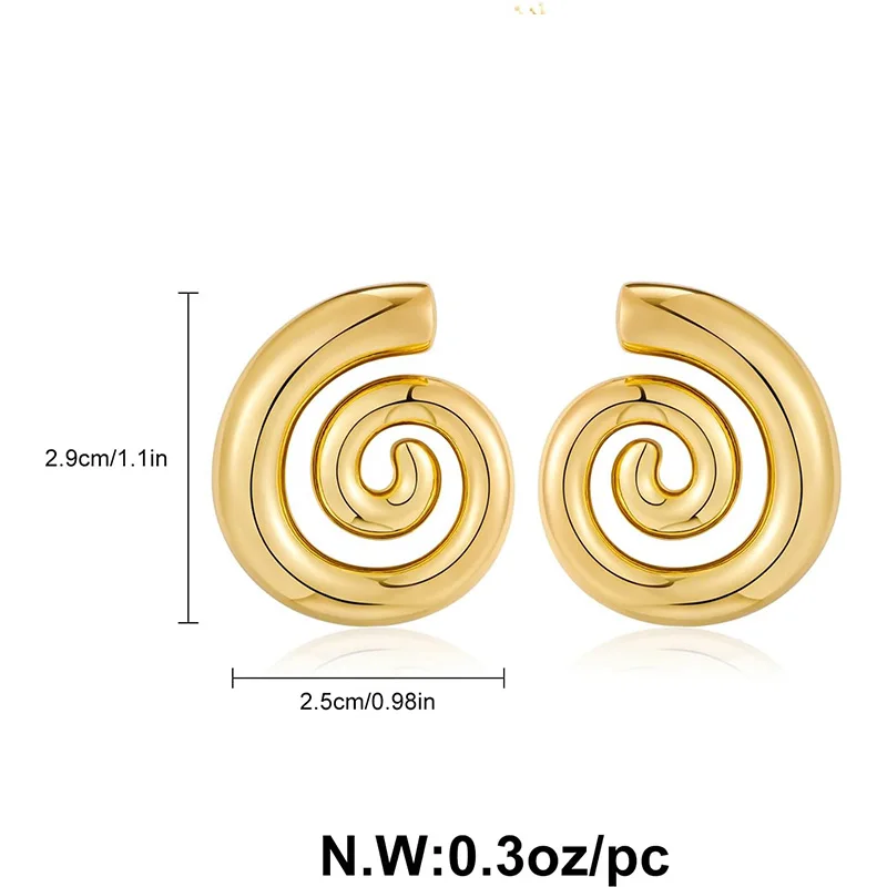 Spiral Studs Earrings for Women 18K Gold Plated Fashion Wavy Textured  Earrings Jewelry for Teen Girls