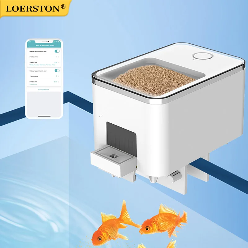 1PC WIFI/Button Version automatic fish feeder, fish tank accessories intelligent turtle feeder for feeding fish (No 5V 1A Plug)
