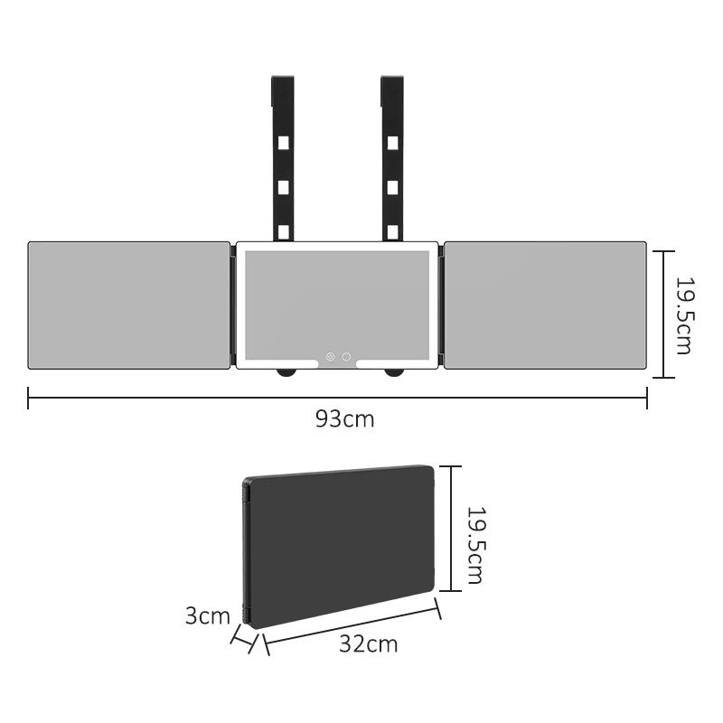 Missmeeca 3-Wege-Spiegel zum Haarschneiden mit Licht, Surround-Lichter, wiederaufladbarer Spiegel zum Färben von Haaren, Flechten, DIY-Haarschnitt