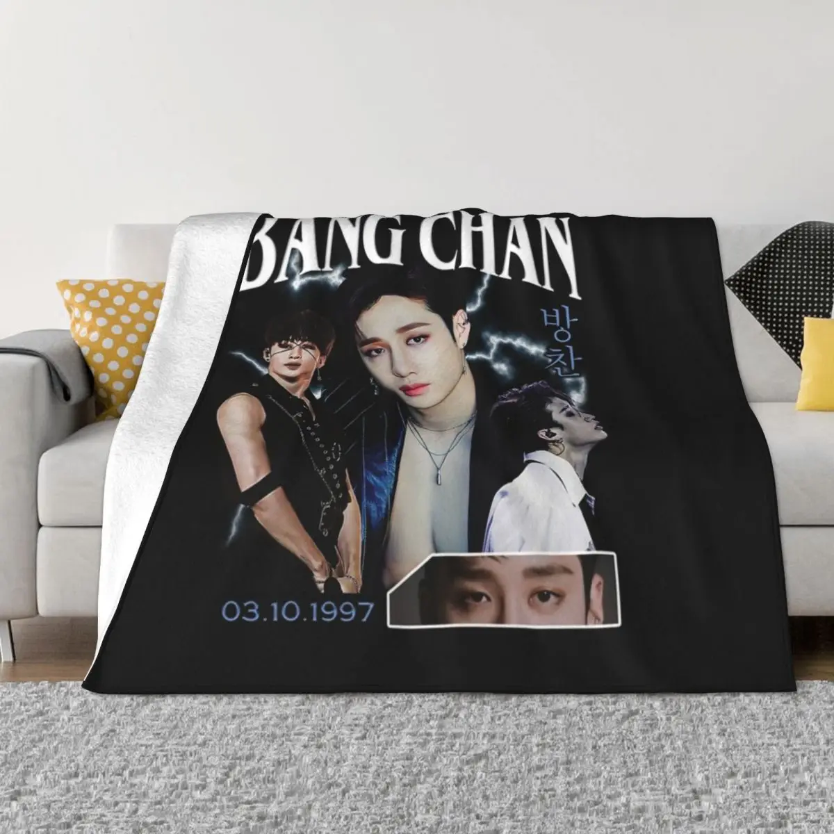 Bang Chan Shirt Vintage 90 Retro Tee Throw Blanket Camping Blanket Picnic Blanket