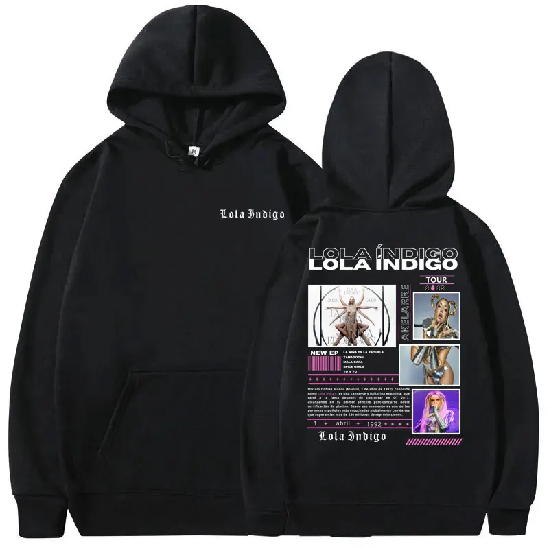 

Lola Indigo Logo Double Sided Printed Hoodie Men Women Fashion Music Streetwear Male Casual Fleece Oversized Hooded Sweatshirt