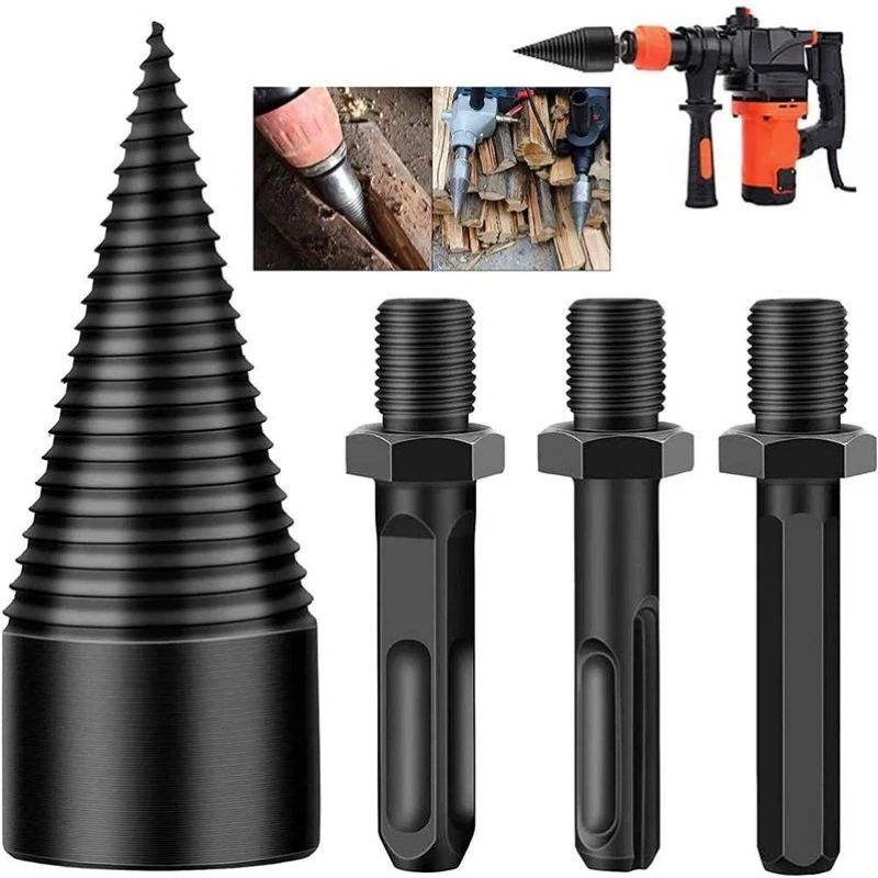 Wood Drill Bit Set 32mm Firewood Splitter Drill Bit Firewood Splitter Driller Square/Round/ Hex Shank Drill Bit Split Drilling T