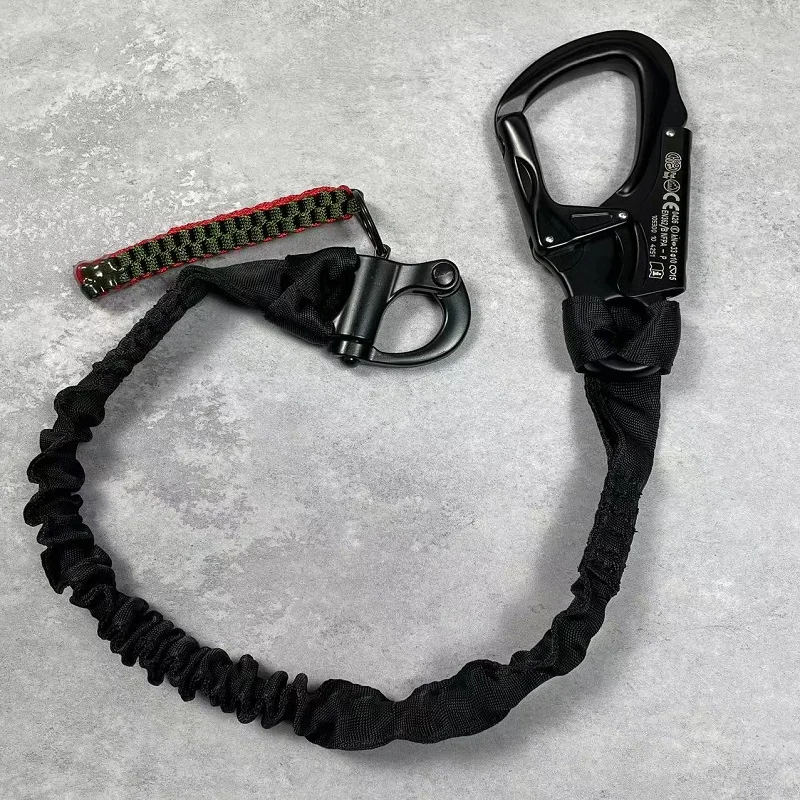 Outdoor Elastic Anti-Lost Lanyard with Quick Release Carabiner, Tactical Safety Leash for Hiking, Climbing & Cosplay