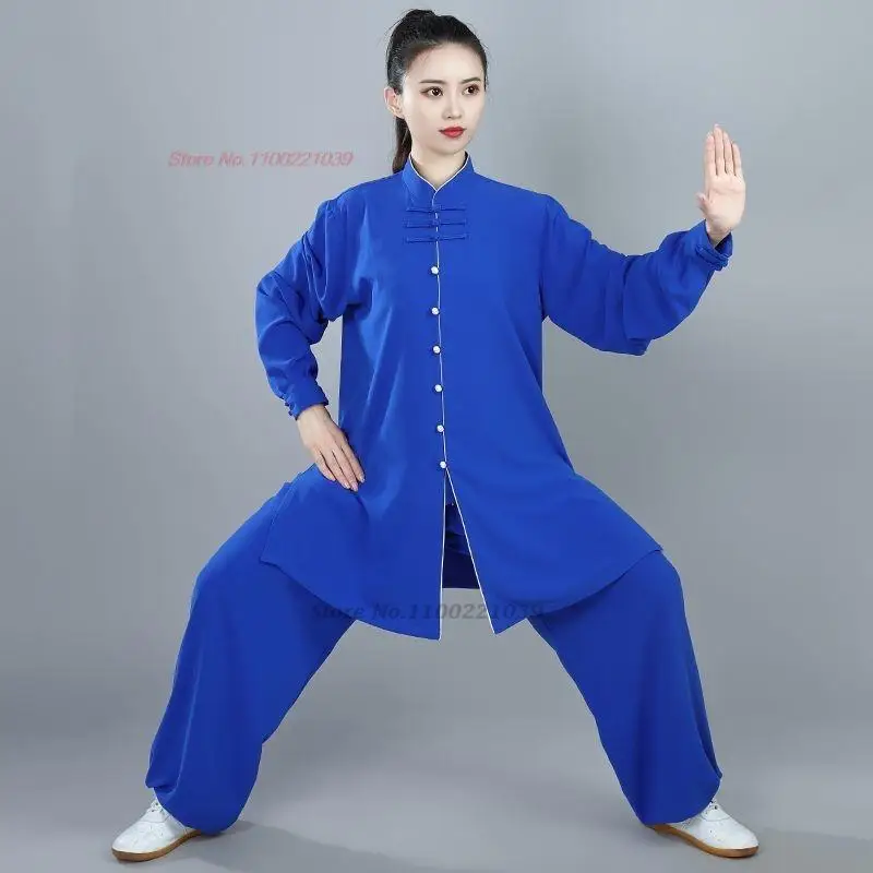 2024 chiński vintage kungfu tai chi odzież sztuki walki taijiquan wushu jednolity narodowy top + zestaw spodni tai chi strój do ćwiczeń