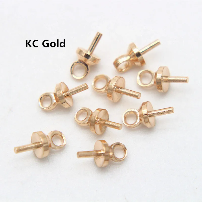 50-100pcs 3/4/5/6/8mm Brass Eye Pin Pearl Pendant Charm Connector Bail For  Diy Jewelry Making