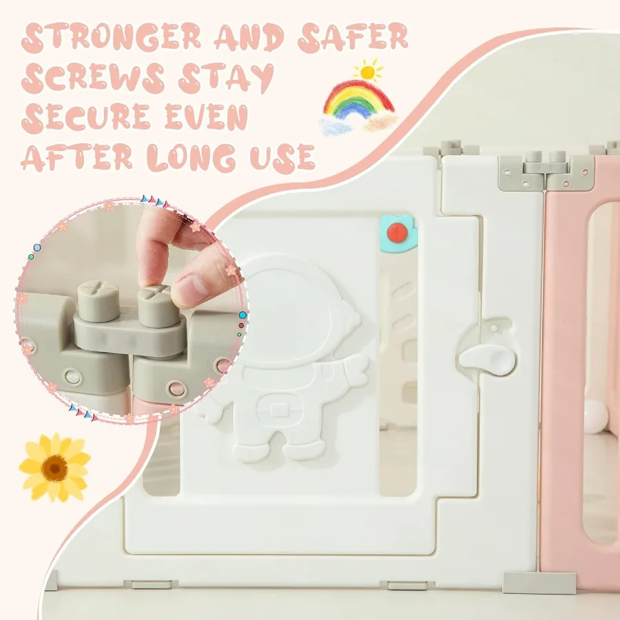 18 Panels Baby Play Pen Extra Large Baby Playpen Foldable Astronauts Play Pens for Babies and Toddlers Adjustable Portable Fenc