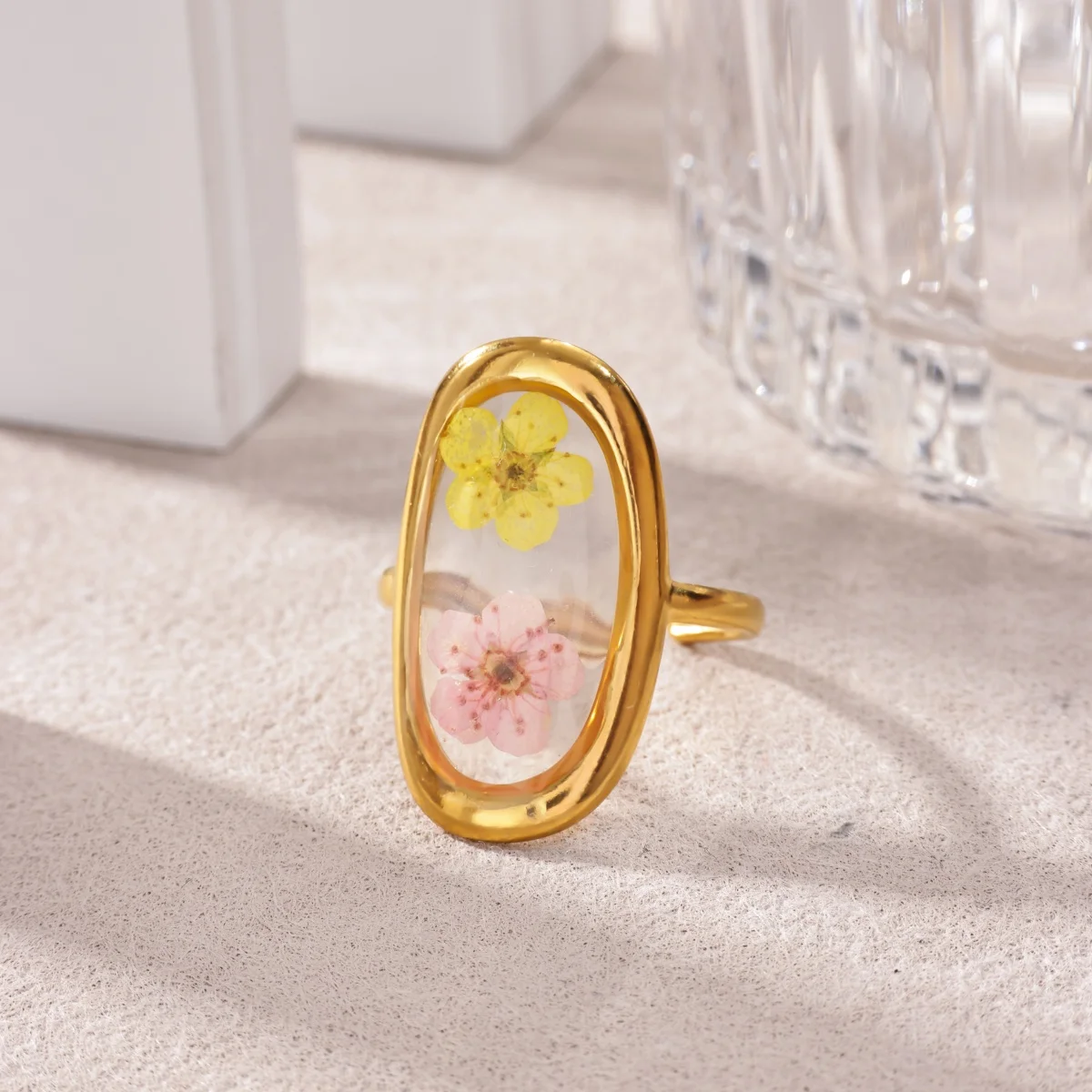 

Luxury Geometric Oval Flower Rings For Women Stainless Steel Gold Color Open Finger Ring 2026 Fashion Wedding Couple Jewelry