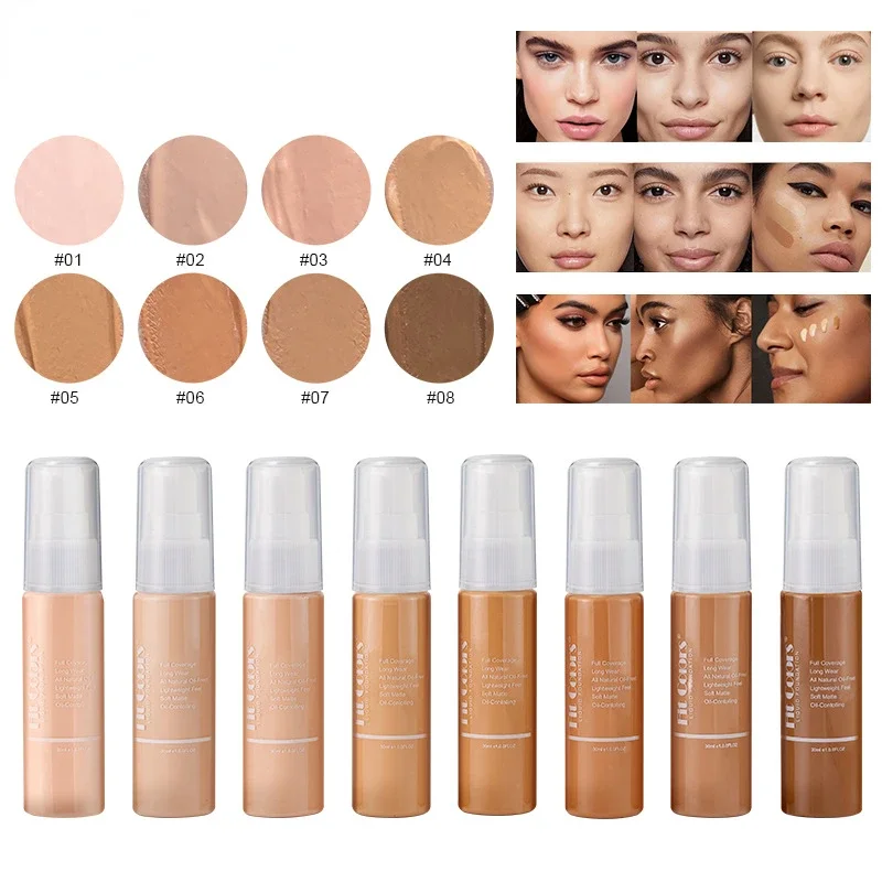 Waterproof Matte Face Liquid Foundation 30ml Full Coverage Whitening Face Concealer Makeup Base Cream Cosmetics for Women