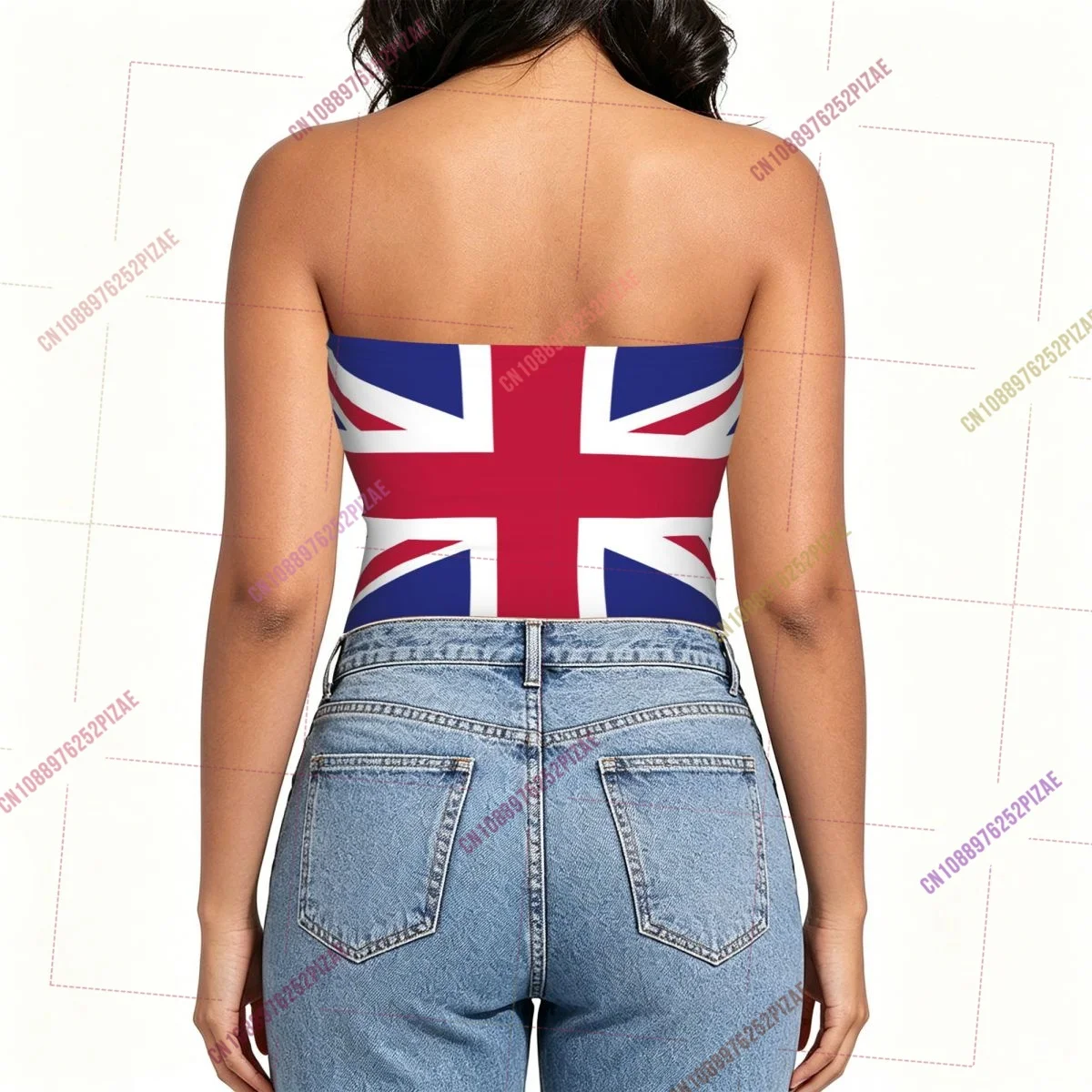 2026 UK Britain GB Flag Shoulder Strapless Tube Top Sleeveless Slim Fit Cropped Tank Tops Casual Summer Basic Streetwear Y2k