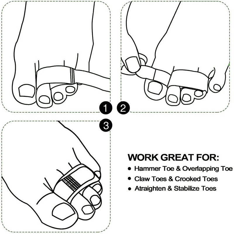 Pexmen 1/2/5/10Pcs Hammer Toe Straightener for Toe Corrector Splints Toe Cushioned Bandages for Bent Curled Broken Crooked Toes